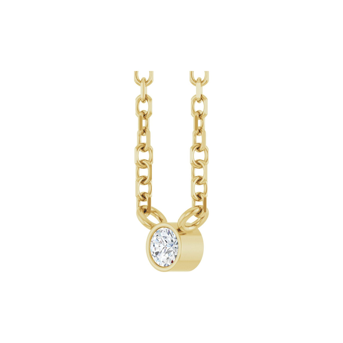 Diamond Bezel-Set Solitaire Necklace in 14K Gold - 14K Yellow Gold