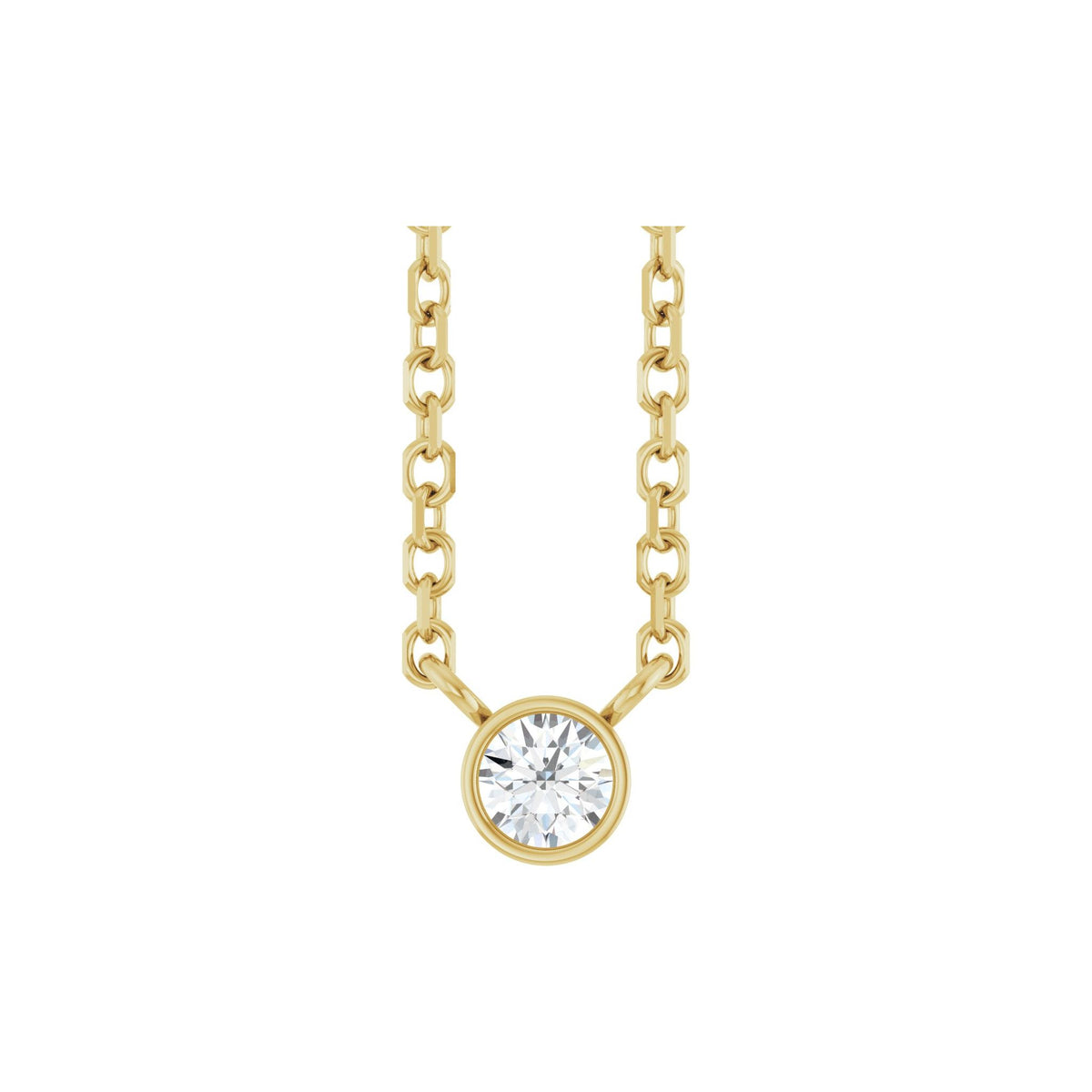 Diamond Bezel-Set Solitaire Necklace in 14K Gold - 14K Yellow Gold