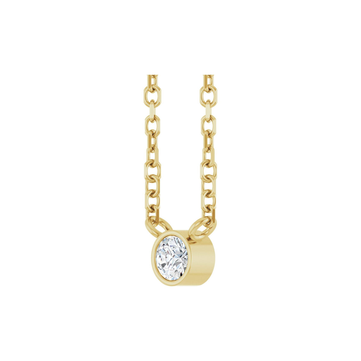 Diamond Bezel-Set Solitaire Necklace in 14K Gold - 14K Yellow Gold