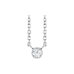 Diamond Bezel-Set Solitaire Necklace in 14K Gold - 14K White Gold