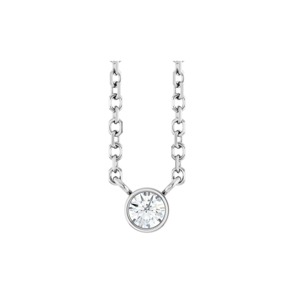 Diamond Bezel-Set Solitaire Necklace in 14K Gold - 14K White Gold