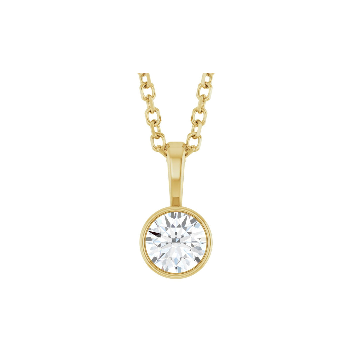 Diamond Bezel-Set Solitaire Pendant in 14K Gold - 14K Yellow Gold