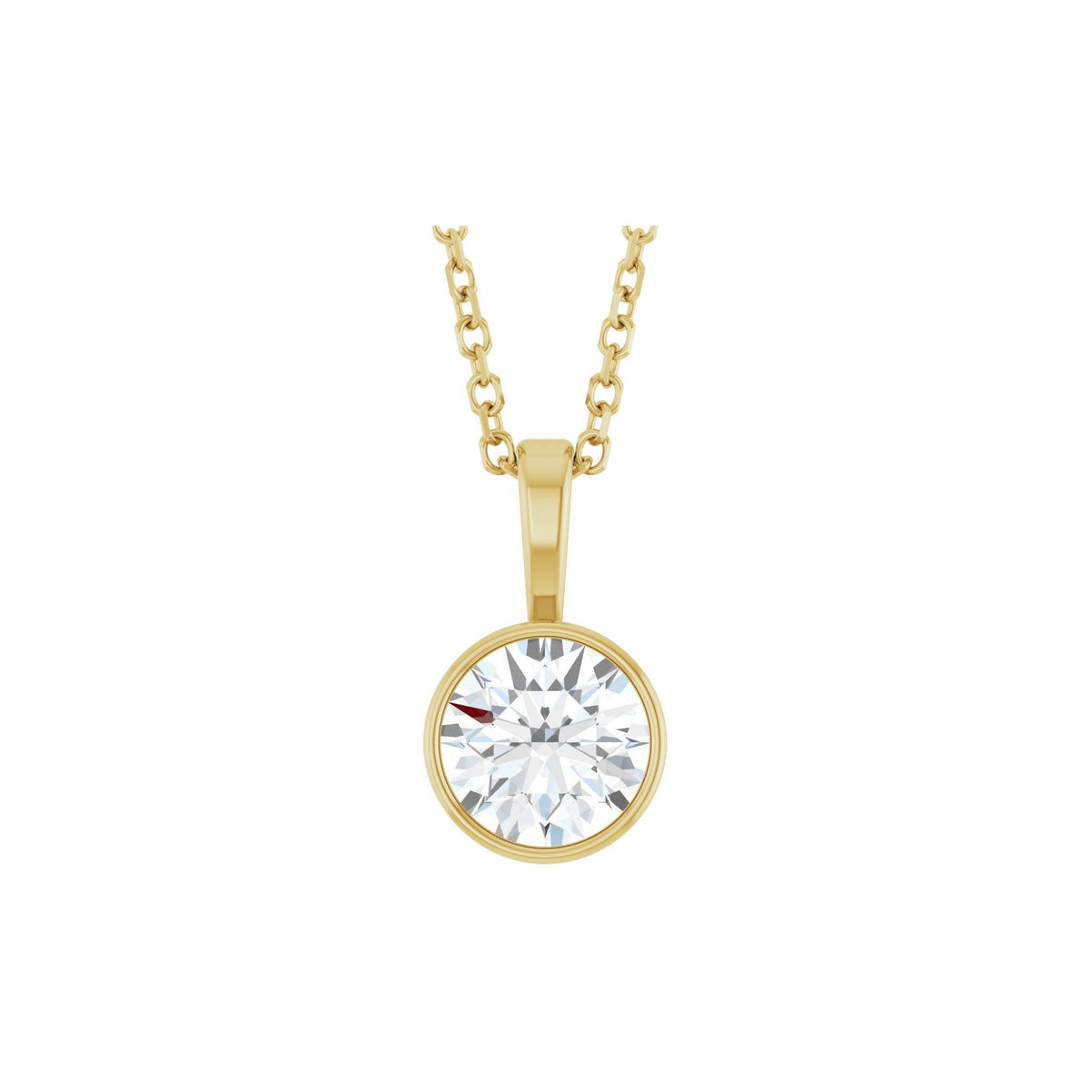 Diamond Bezel-Set Solitaire Pendant in 14K Gold - 14K Yellow Gold