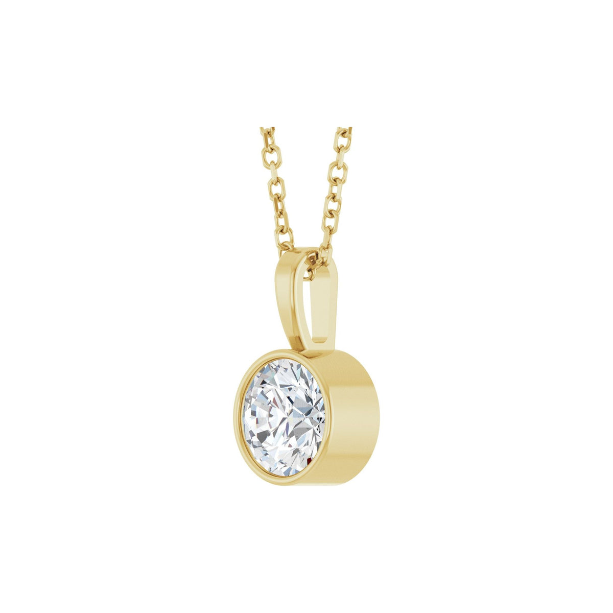Diamond Bezel-Set Solitaire Pendant in 14K Gold - 14K Yellow Gold