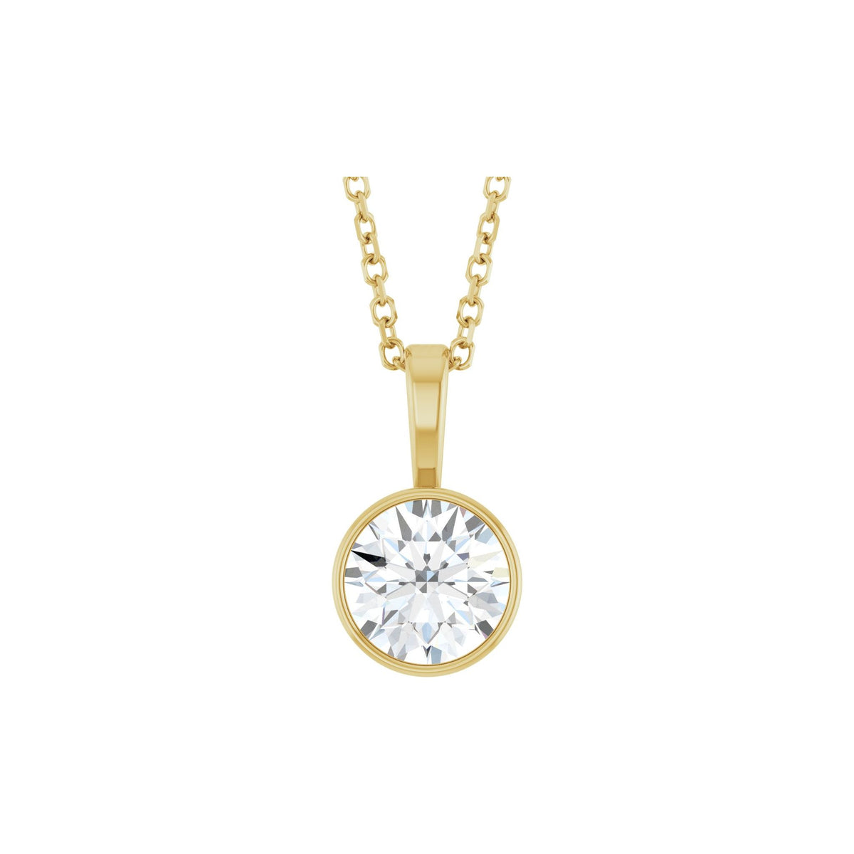 Diamond Bezel-Set Solitaire Pendant in 14K Gold - 14K Yellow Gold