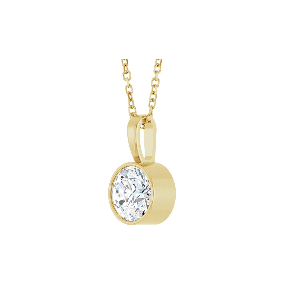 Diamond Bezel-Set Solitaire Pendant in 14K Gold - 14K Yellow Gold