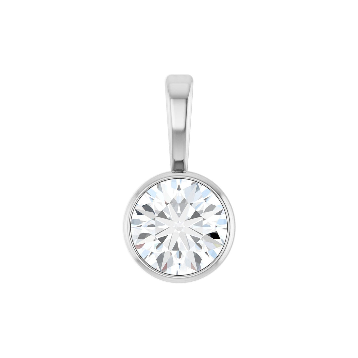 Diamond Bezel-Set Solitaire Pendant in 14K Gold - 14K White Gold