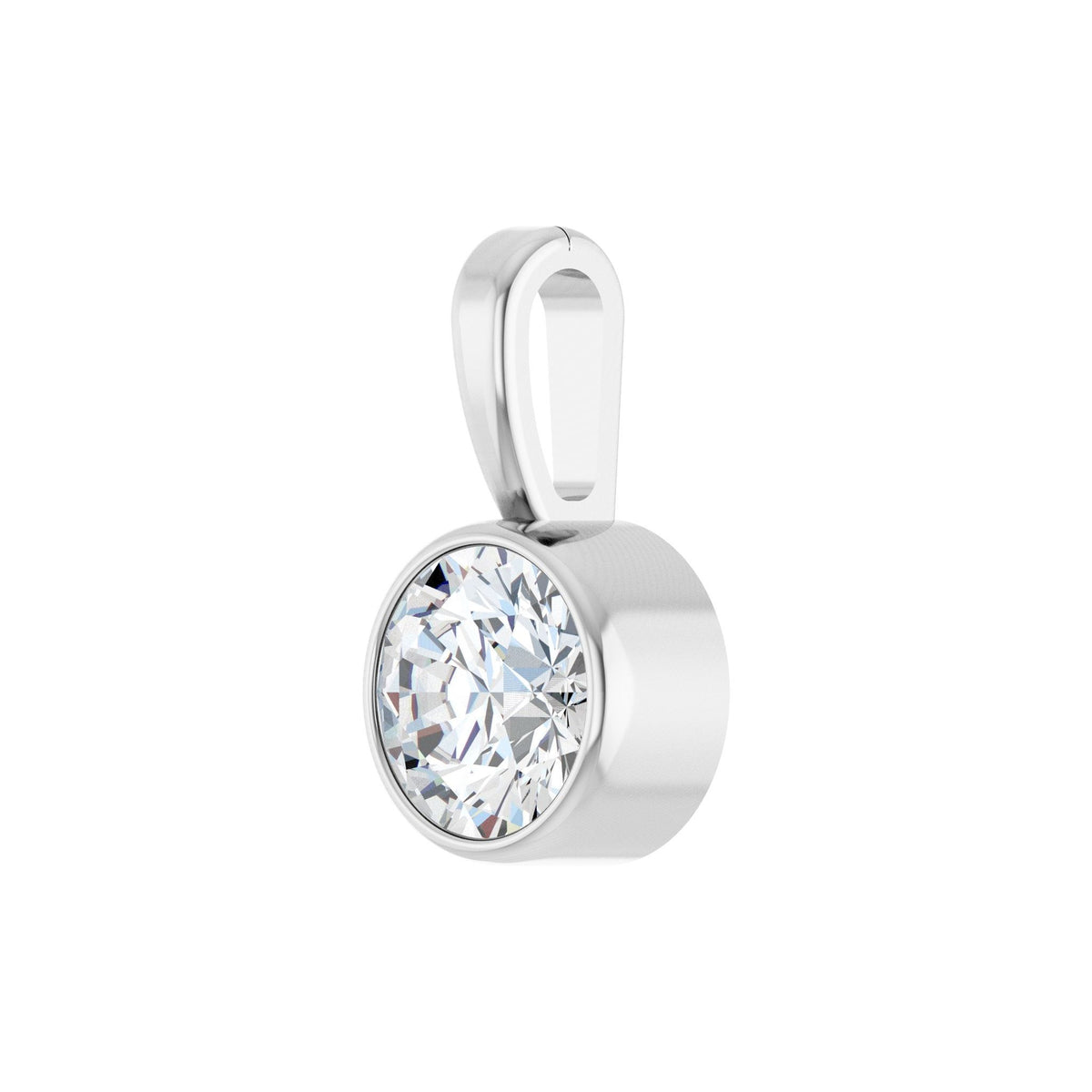 Diamond Bezel-Set Solitaire Pendant in 14K Gold - 14K White Gold