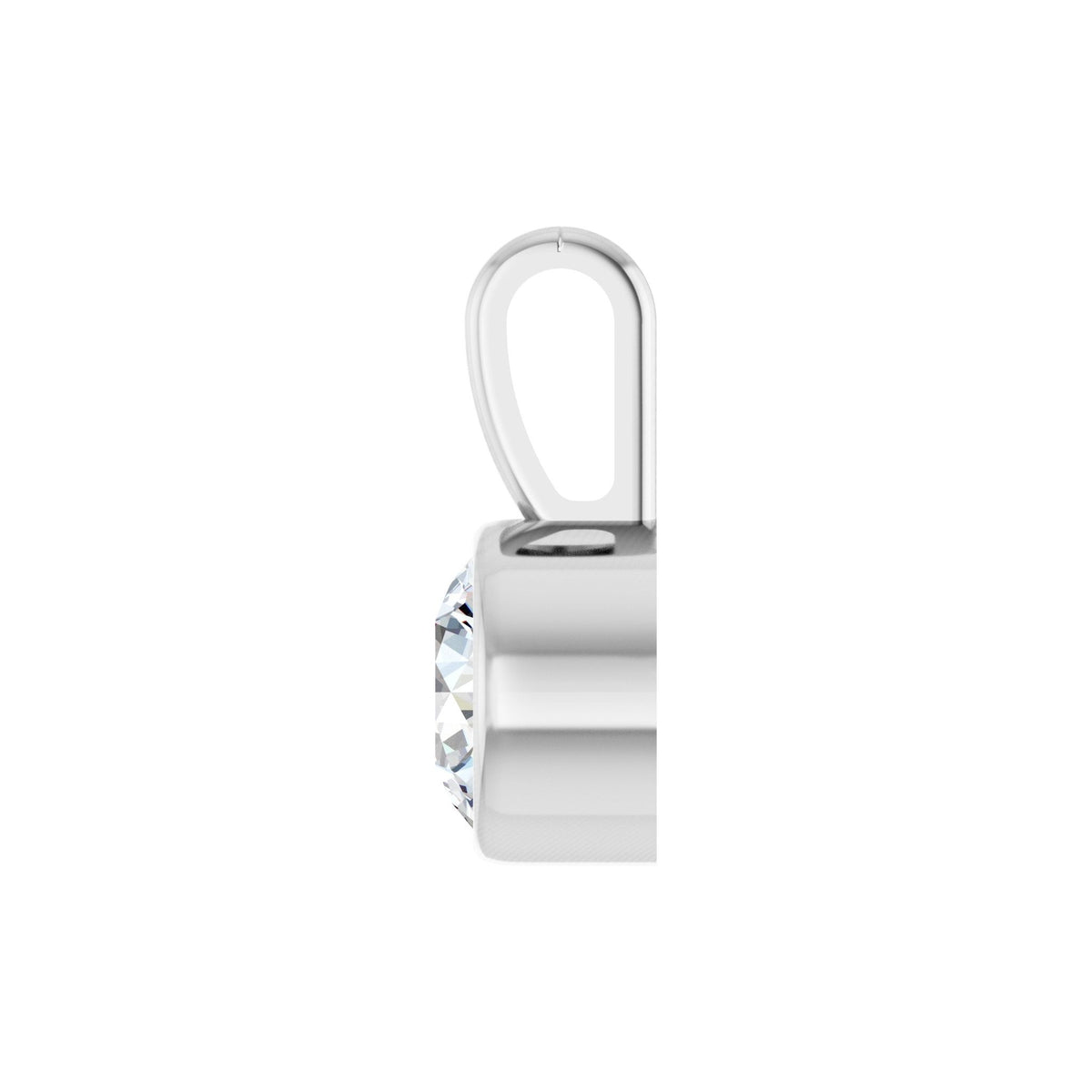 Diamond Bezel-Set Solitaire Pendant in 14K Gold - 14K White Gold