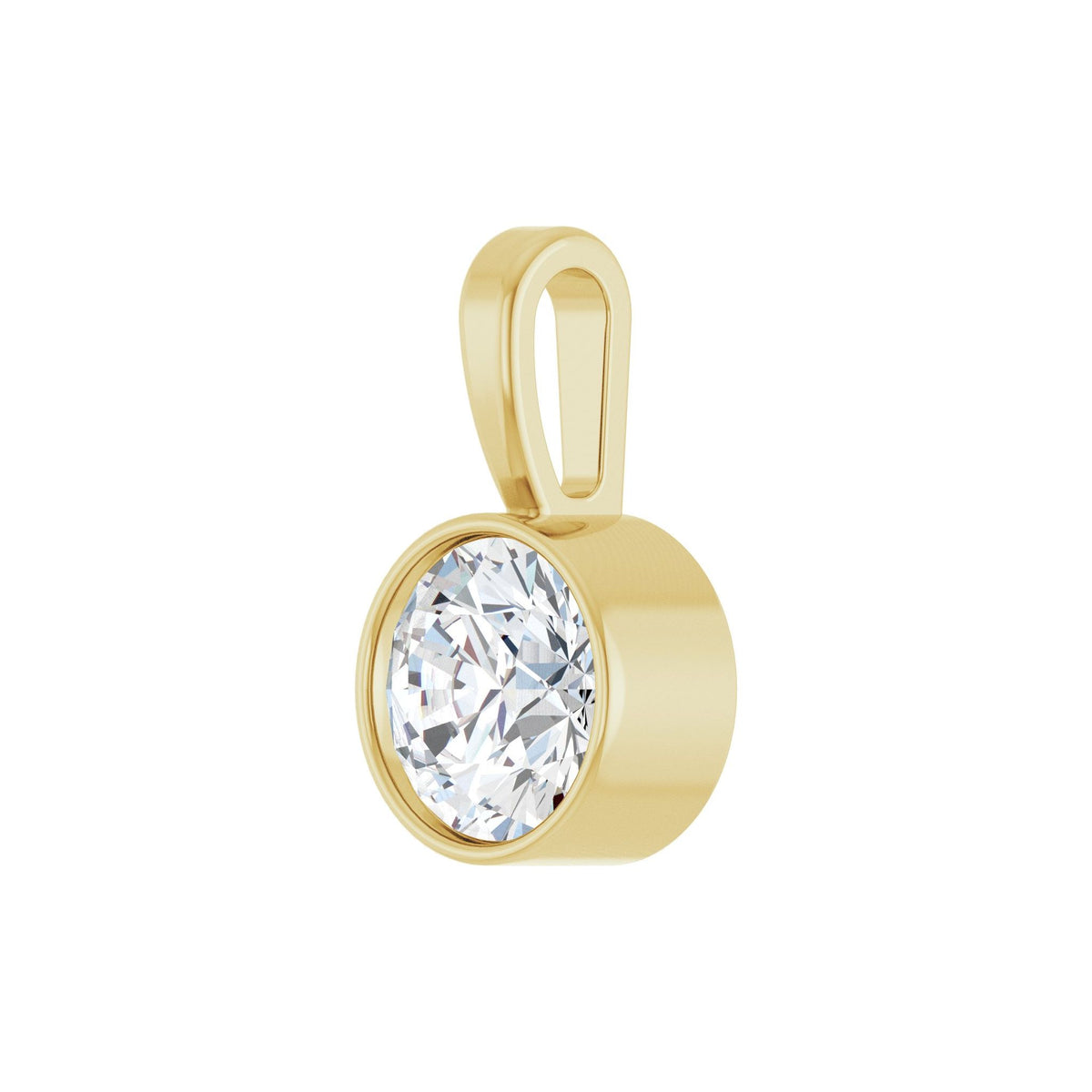 Diamond Bezel-Set Solitaire Pendant in 14K Gold - 14K Yellow Gold