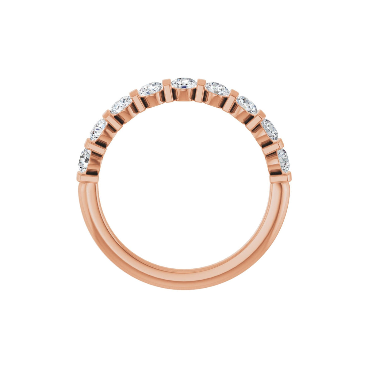Diamond Channel-Set Anniversary Band in 14K Gold or Platinum - 14K Rose Gold