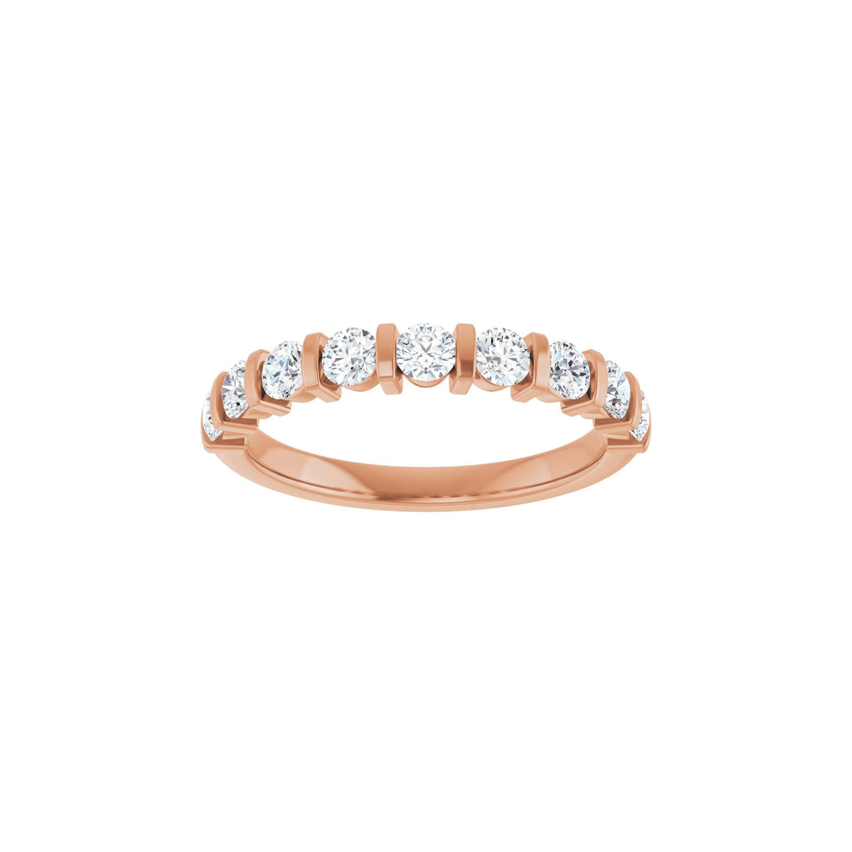 Diamond Channel-Set Anniversary Band in 14K Gold or Platinum - 14K Rose Gold