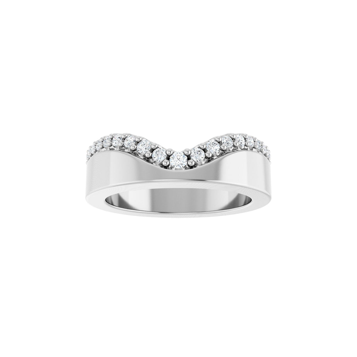 Diamond Contour Band in 14K Gold, 1/5 to 1/4 CT TW - 14K White Gold