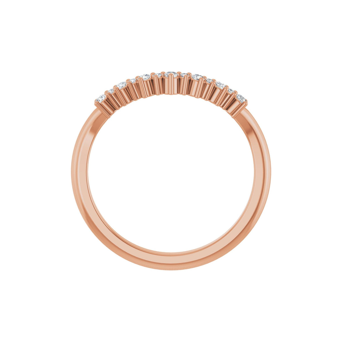 Diamond Contour Band in 14K Gold, 1/8 CT TW - 14K Rose Gold