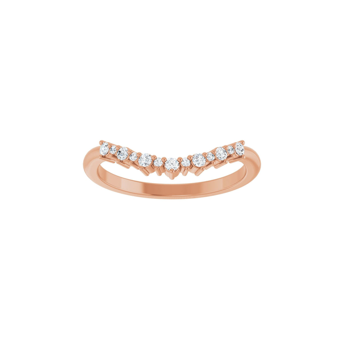 Diamond Contour Band in 14K Gold, 1/8 CT TW - 14K Rose Gold