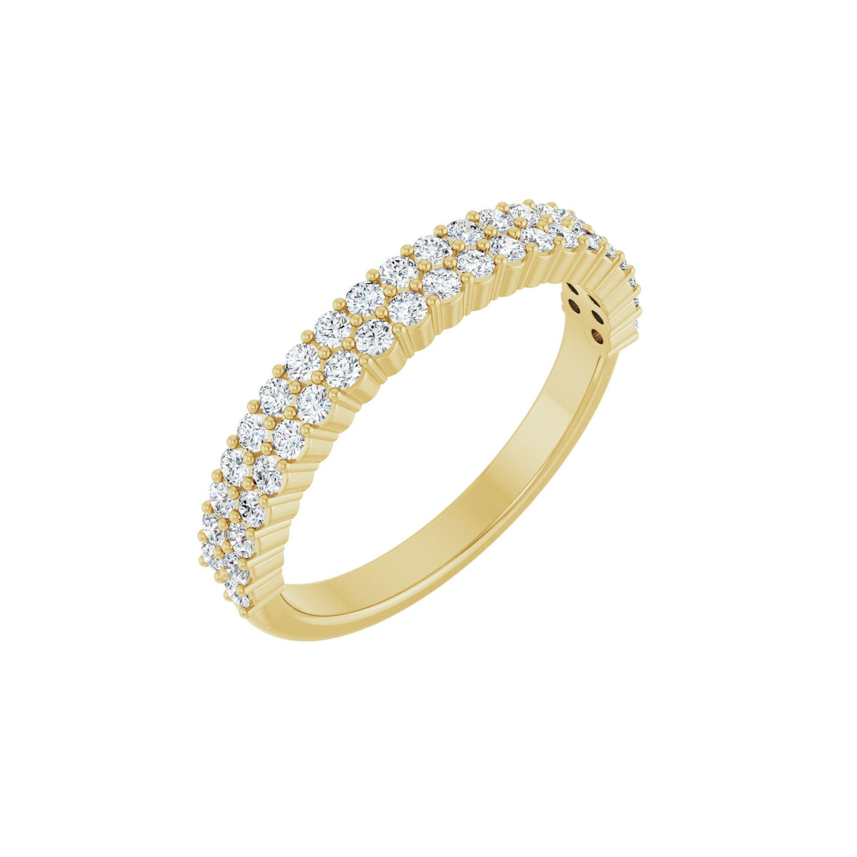 Diamond Double Row Anniversary Band in 14K Gold - 14K Yellow Gold