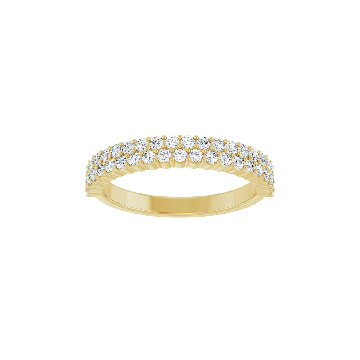Diamond Double Row Anniversary Band in 14K Gold - 14K Yellow Gold
