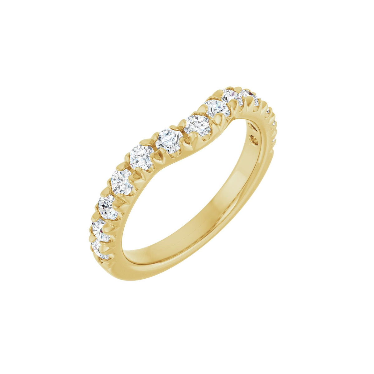Diamond French-Set Contour Band in 14K Gold - 14K Yellow Gold