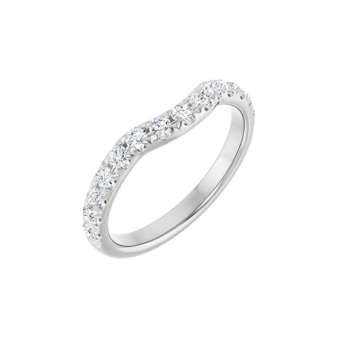 Diamond French-Set Contour Band in 14K Gold - 14K White Gold