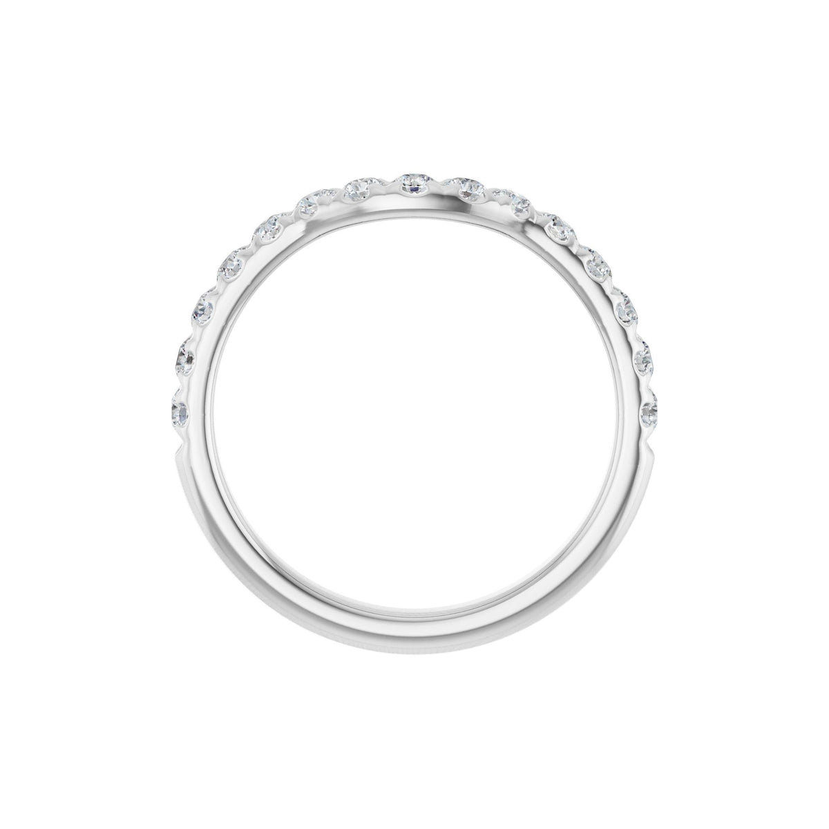 Diamond French-Set Contour Band in 14K Gold - 14K White Gold