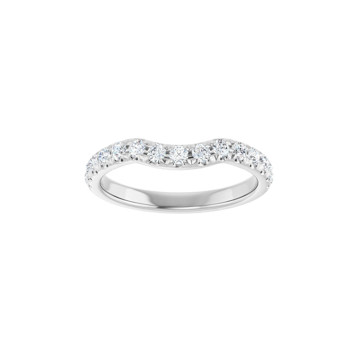 Diamond French-Set Contour Band in 14K Gold - 14K White Gold