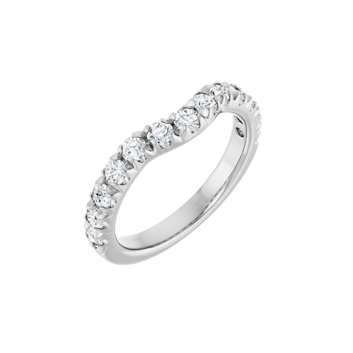 Diamond French-Set Contour Band in 14K Gold - 14K White Gold
