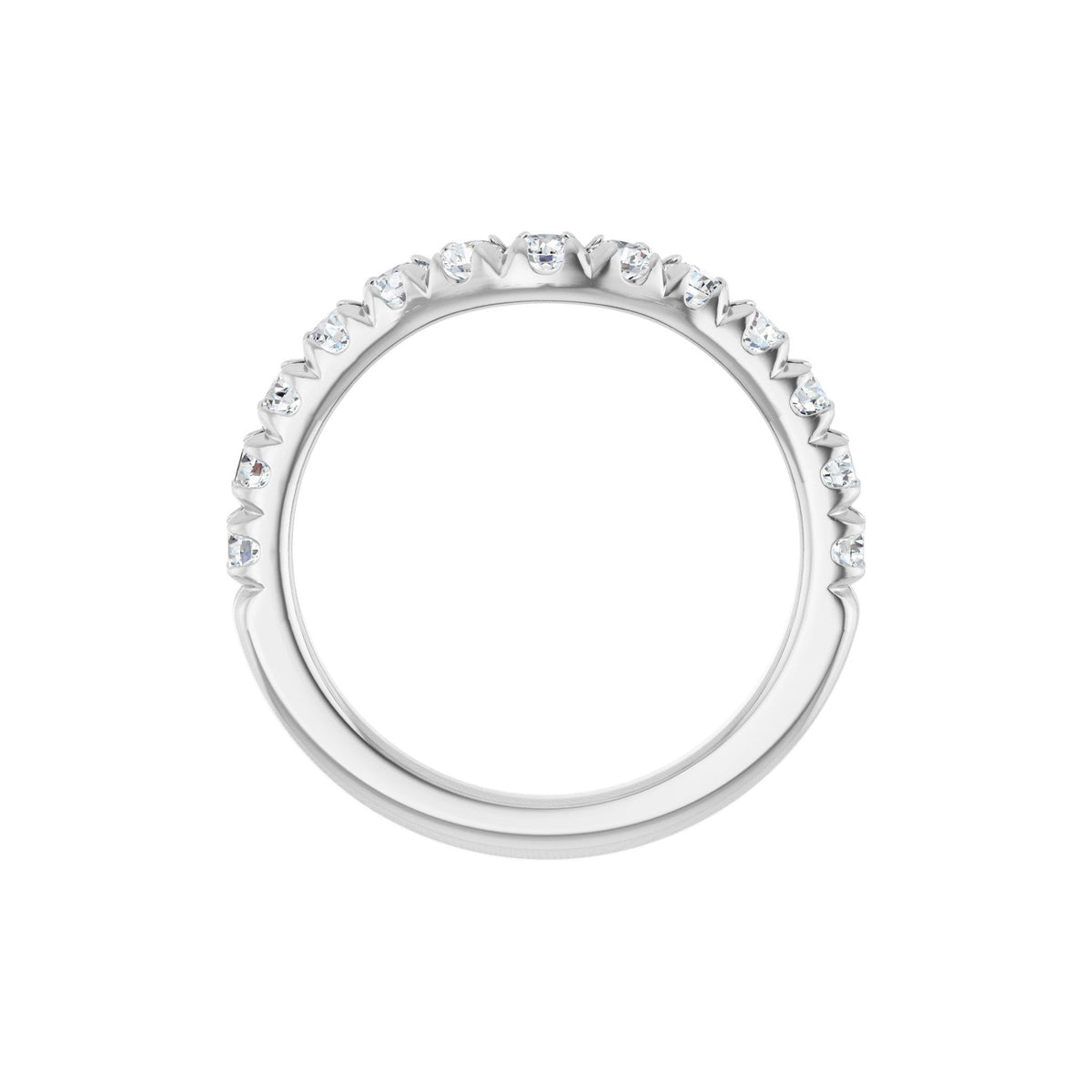 Diamond French-Set Contour Band in 14K Gold - 14K White Gold