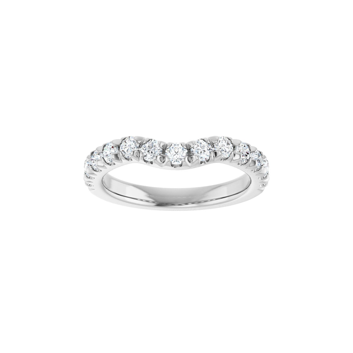 Diamond French-Set Contour Band in 14K Gold - 14K White Gold