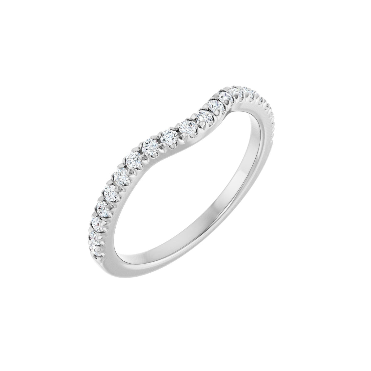 Diamond French-Set Contour Band in 14K Gold - 14K White Gold