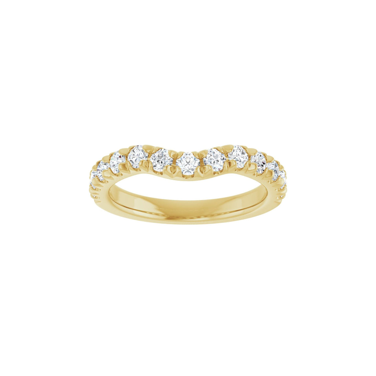 Diamond French-Set Contour Band in 14K Gold - 14K Yellow Gold