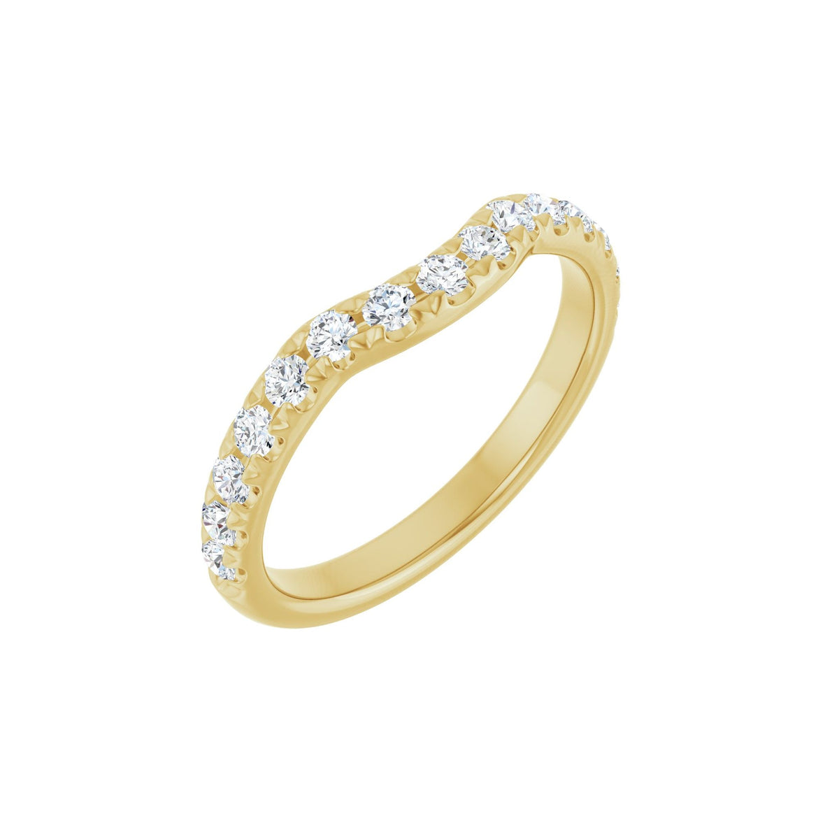 Diamond French-Set Contour Band in 14K Gold - 14K Yellow Gold