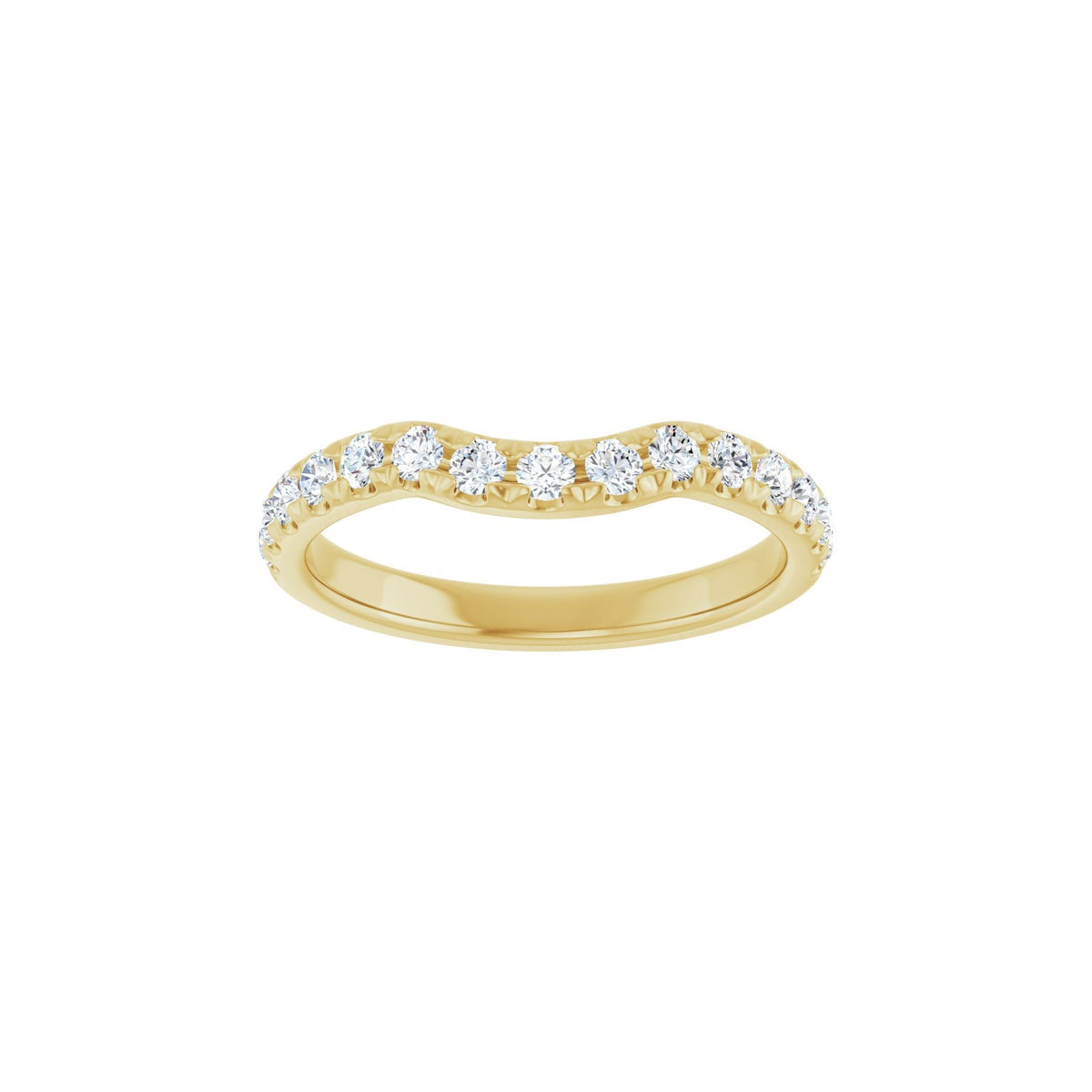 Diamond French-Set Contour Band in 14K Gold - 14K Yellow Gold