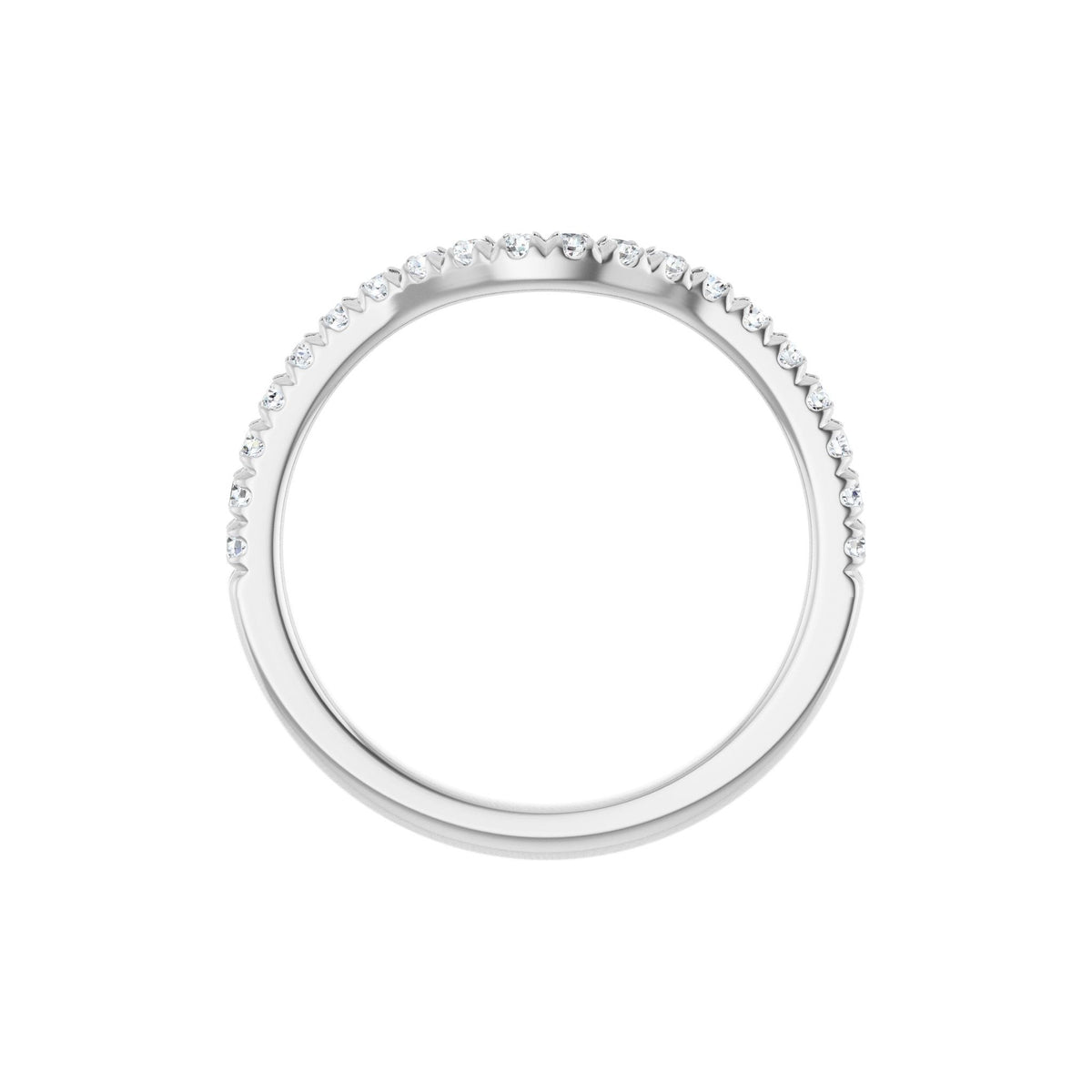 Diamond French-Set Contour Band in 14K Gold - 14K White Gold