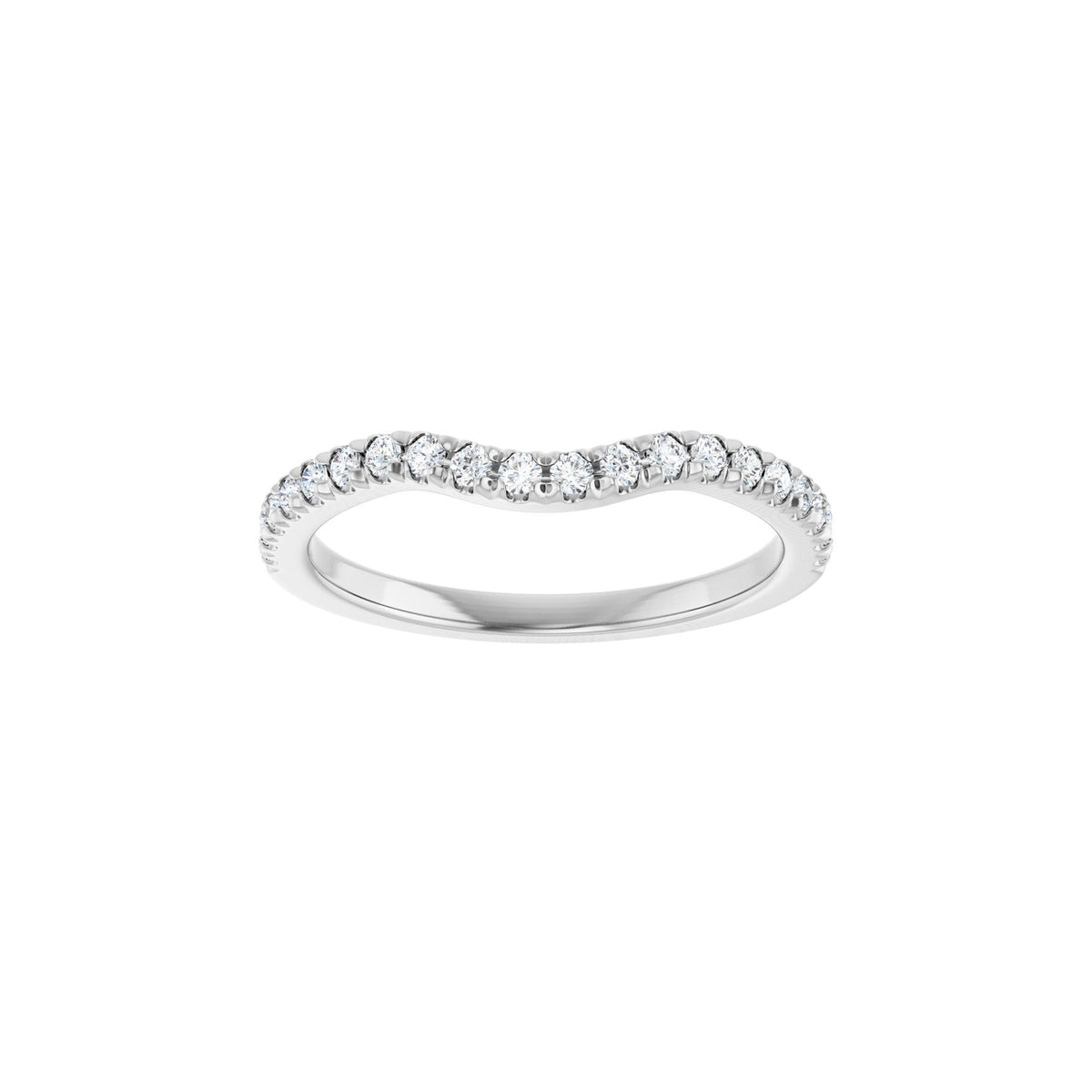 Diamond French-Set Contour Band in 14K Gold - 14K White Gold