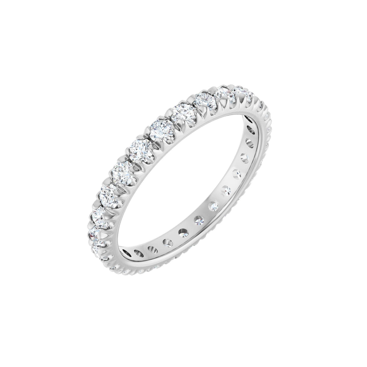 Diamond French-Set Eternity Band in 14K Gold or Platinum - 14K White Gold