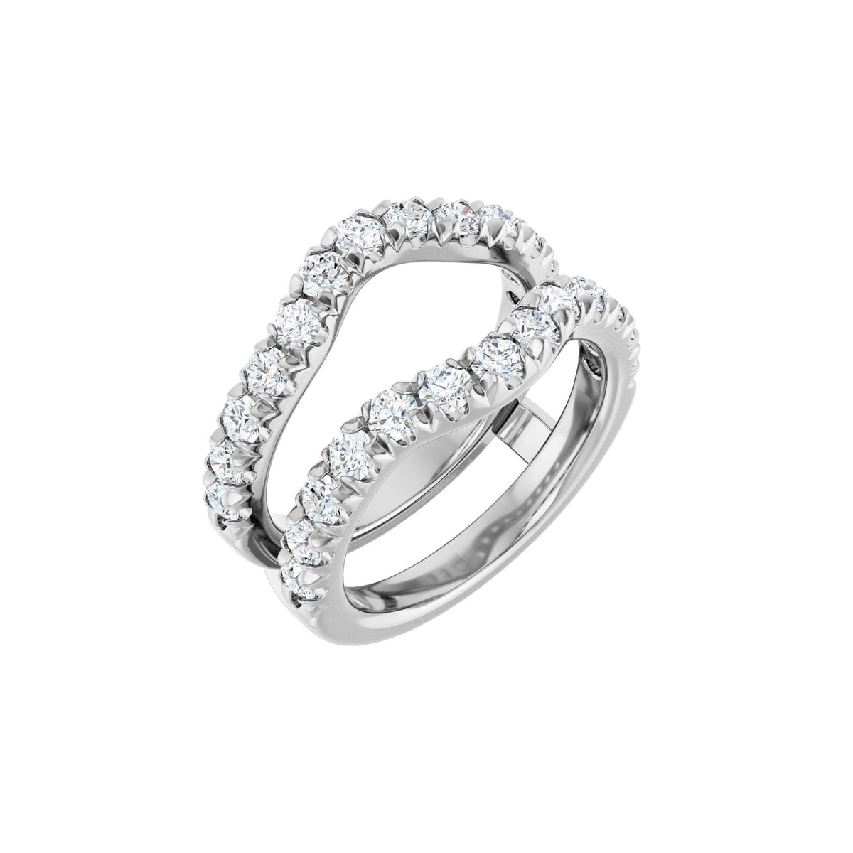Diamond French-Set Ring Guard in 14K Gold - 14K White Gold