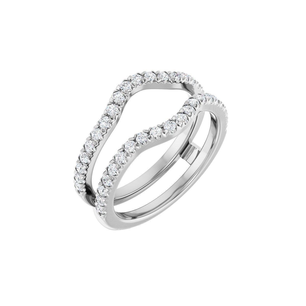 Diamond French-Set Ring Guard in 14K Gold - 14K White Gold
