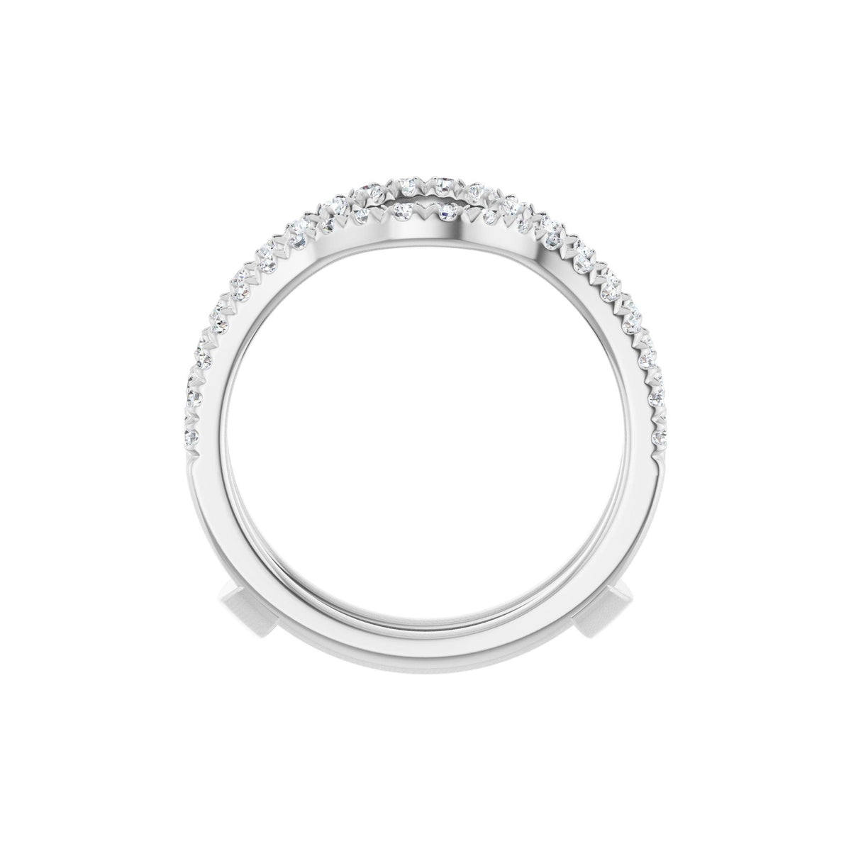Diamond French-Set Ring Guard in 14K Gold - 14K White Gold
