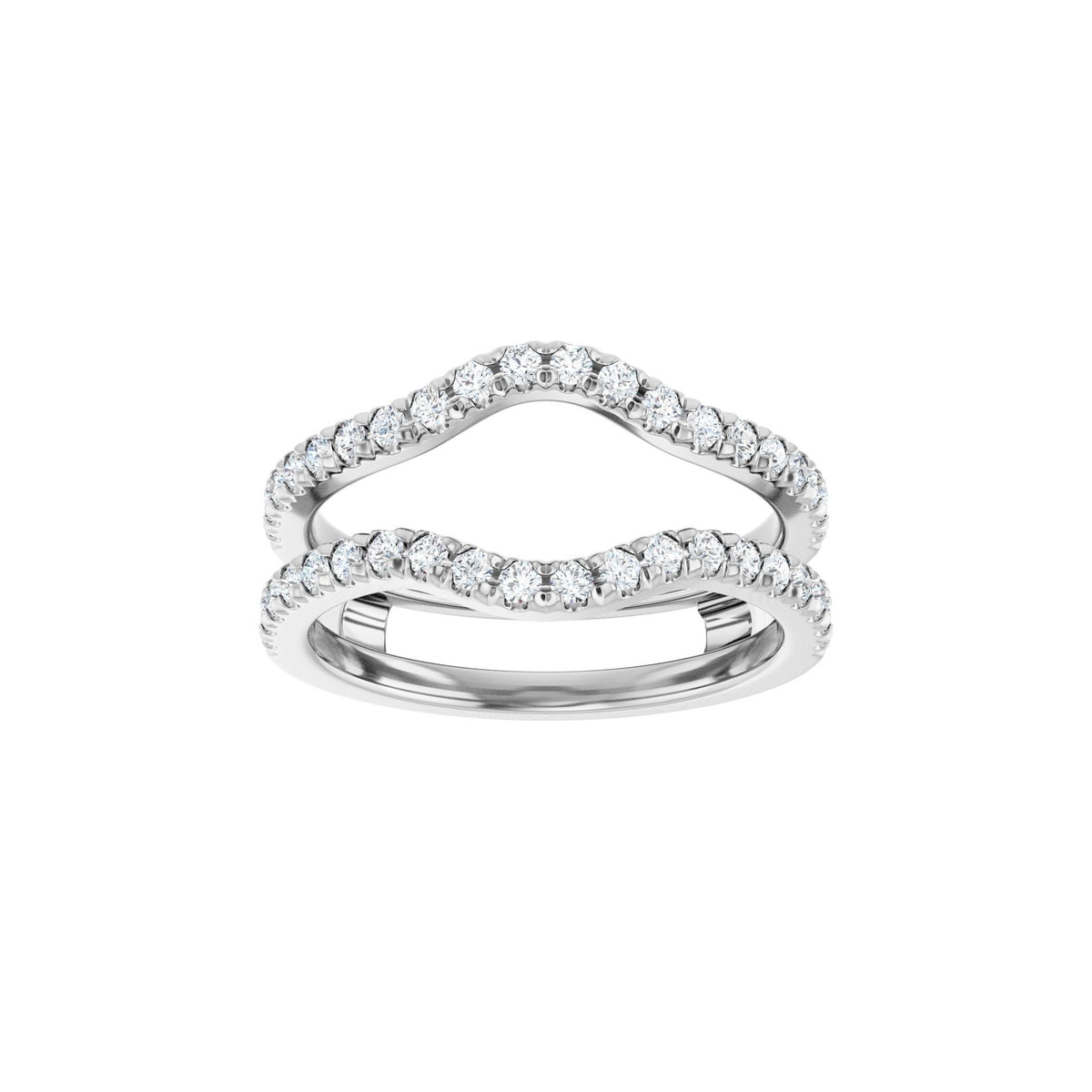 Diamond French-Set Ring Guard in 14K Gold - 14K White Gold
