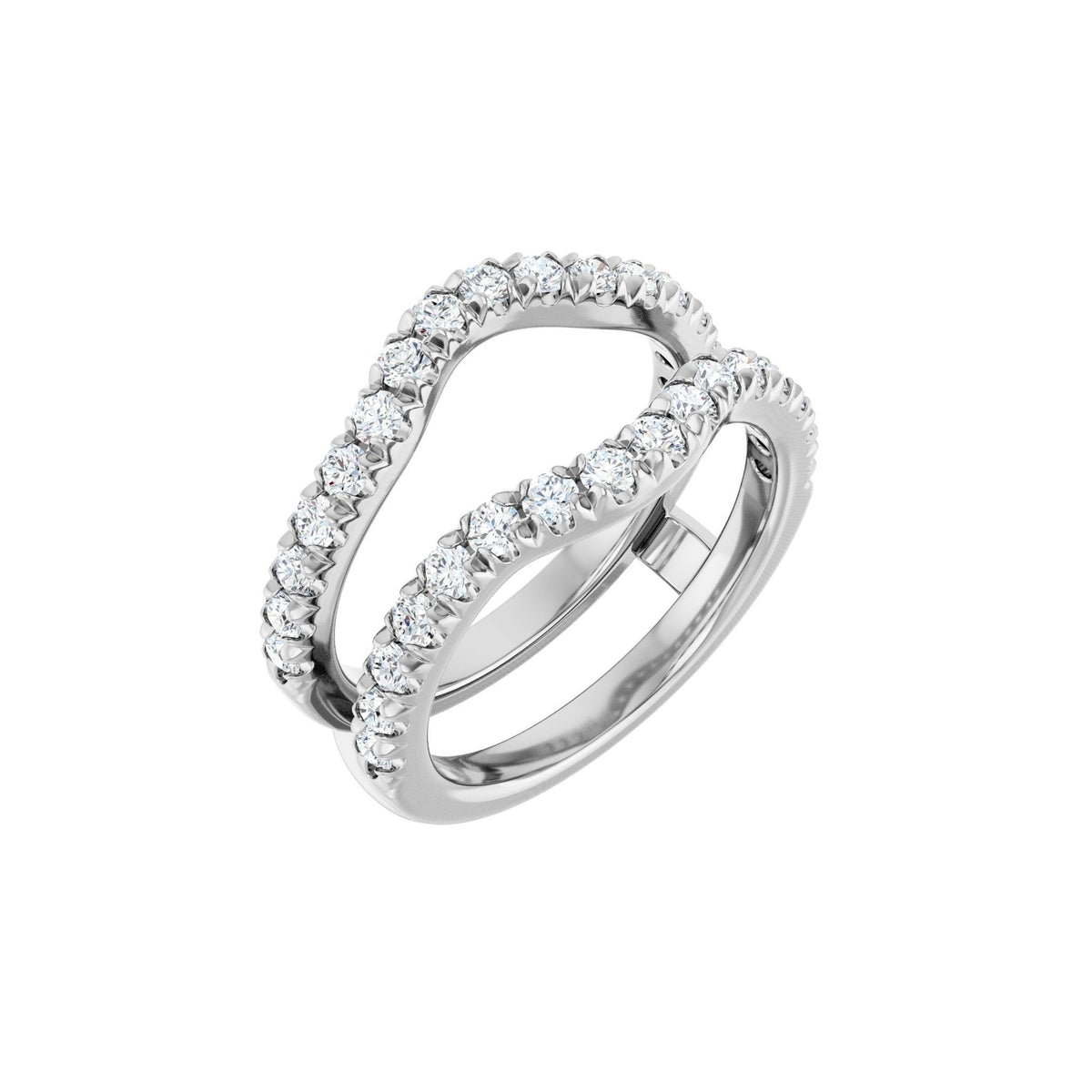 Diamond French-Set Ring Guard in 14K Gold - 14K White Gold