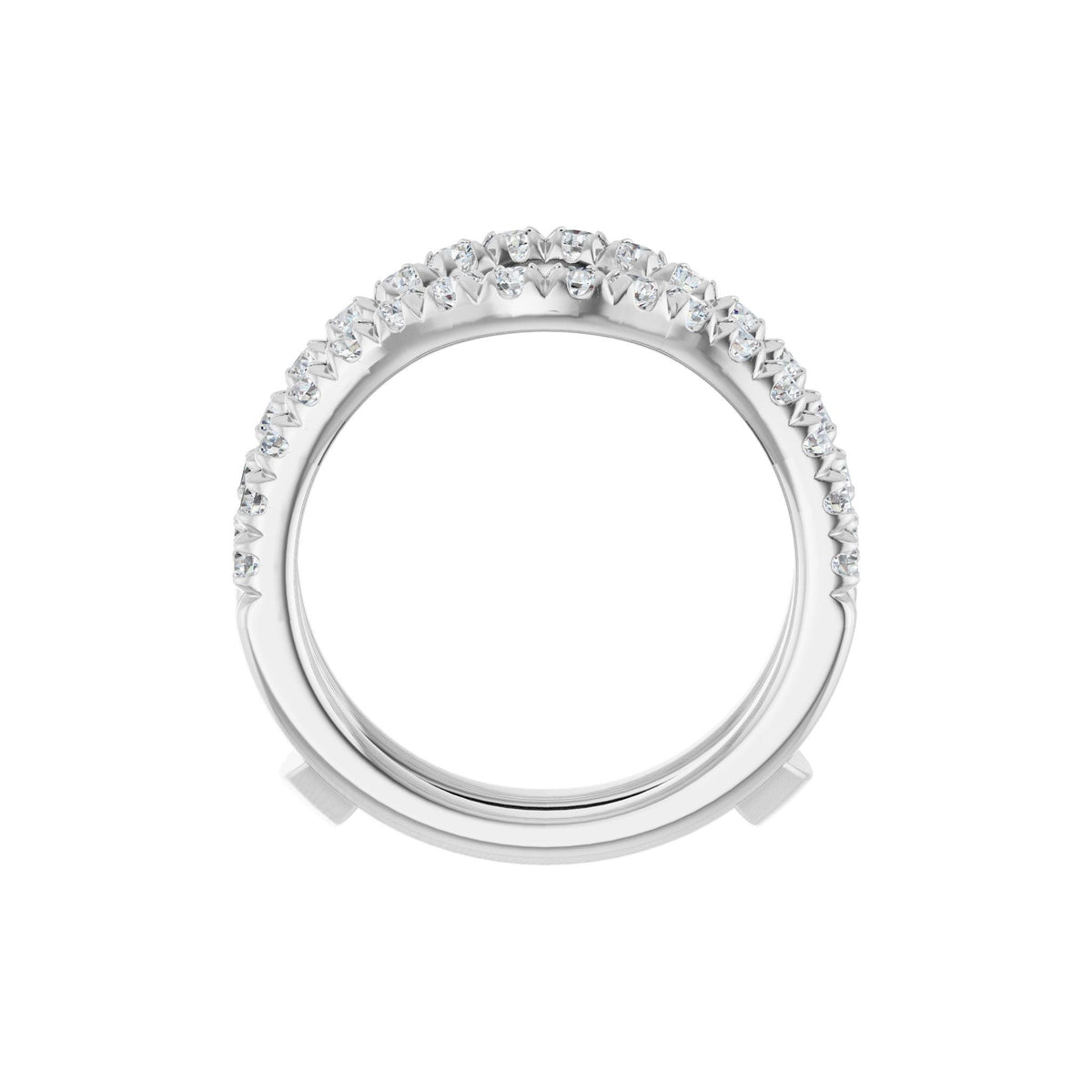 Diamond French-Set Ring Guard in 14K Gold - 14K White Gold