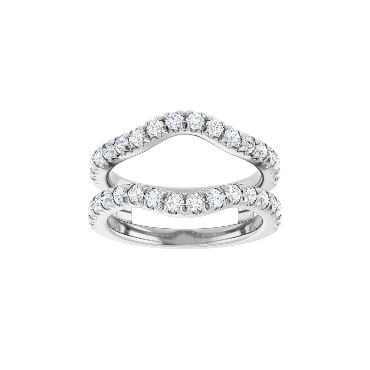 Diamond French-Set Ring Guard in 14K Gold - 14K White Gold