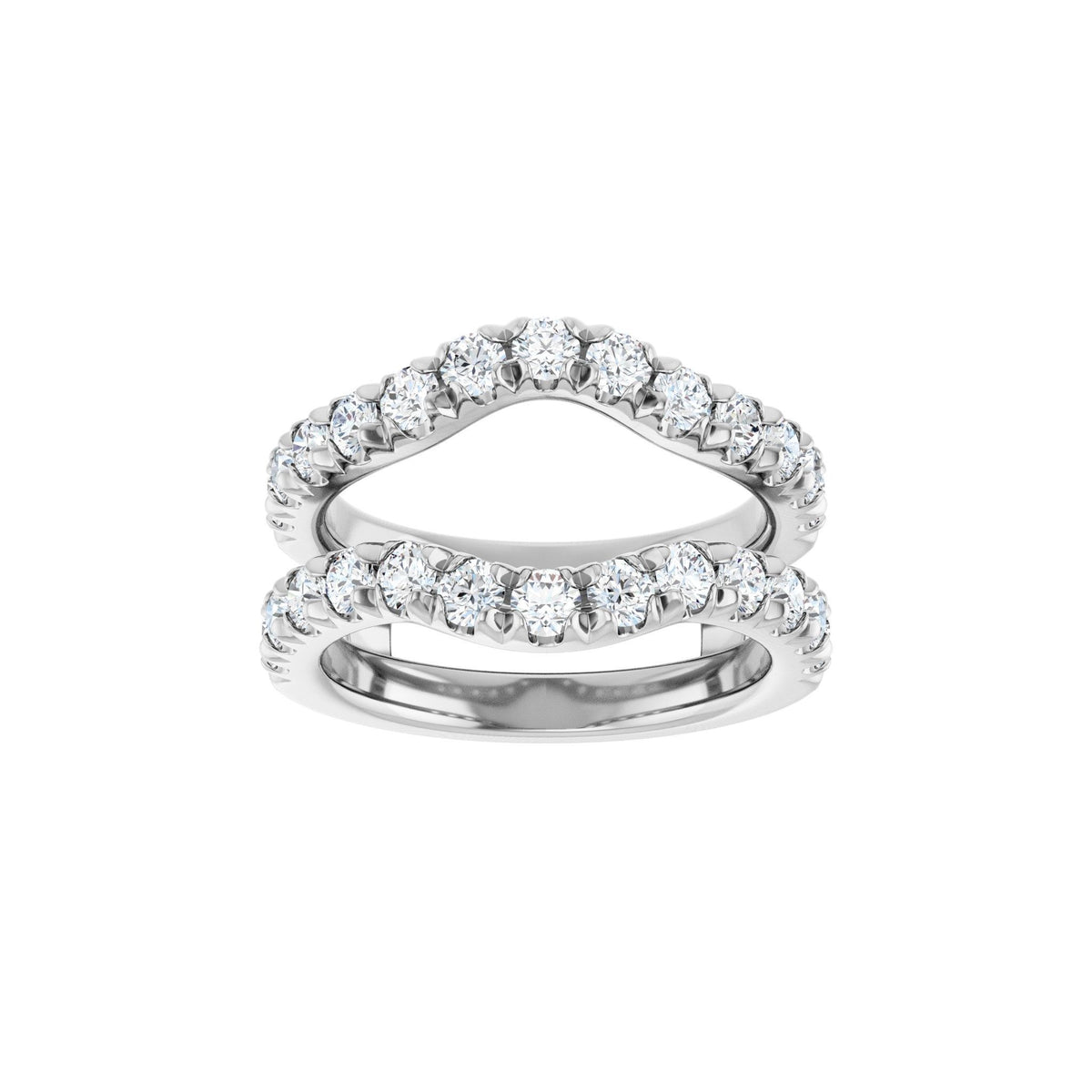 Diamond French-Set Ring Guard in 14K Gold - 14K White Gold