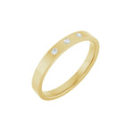 Diamond Gypsy-Set Three-Stone Comfort-Fit Flat Band in 14K Gold - 14K Yellow Gold