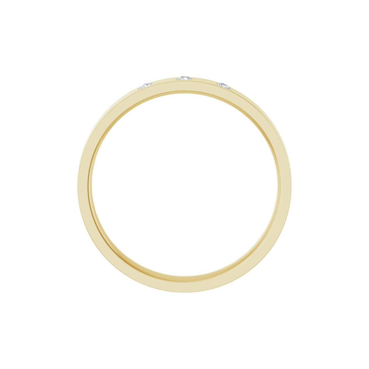 Diamond Gypsy-Set Three-Stone Comfort-Fit Flat Band in 14K Gold - 14K Yellow Gold