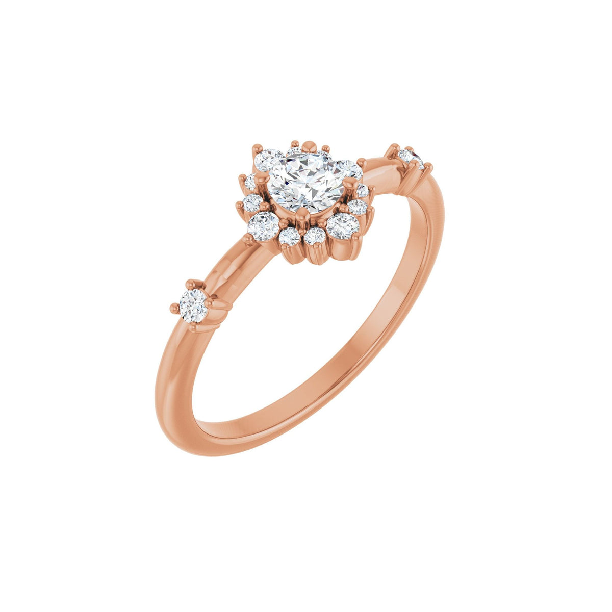 Diamond Halo-Style Ring in 14K Gold - 14K Rose Gold