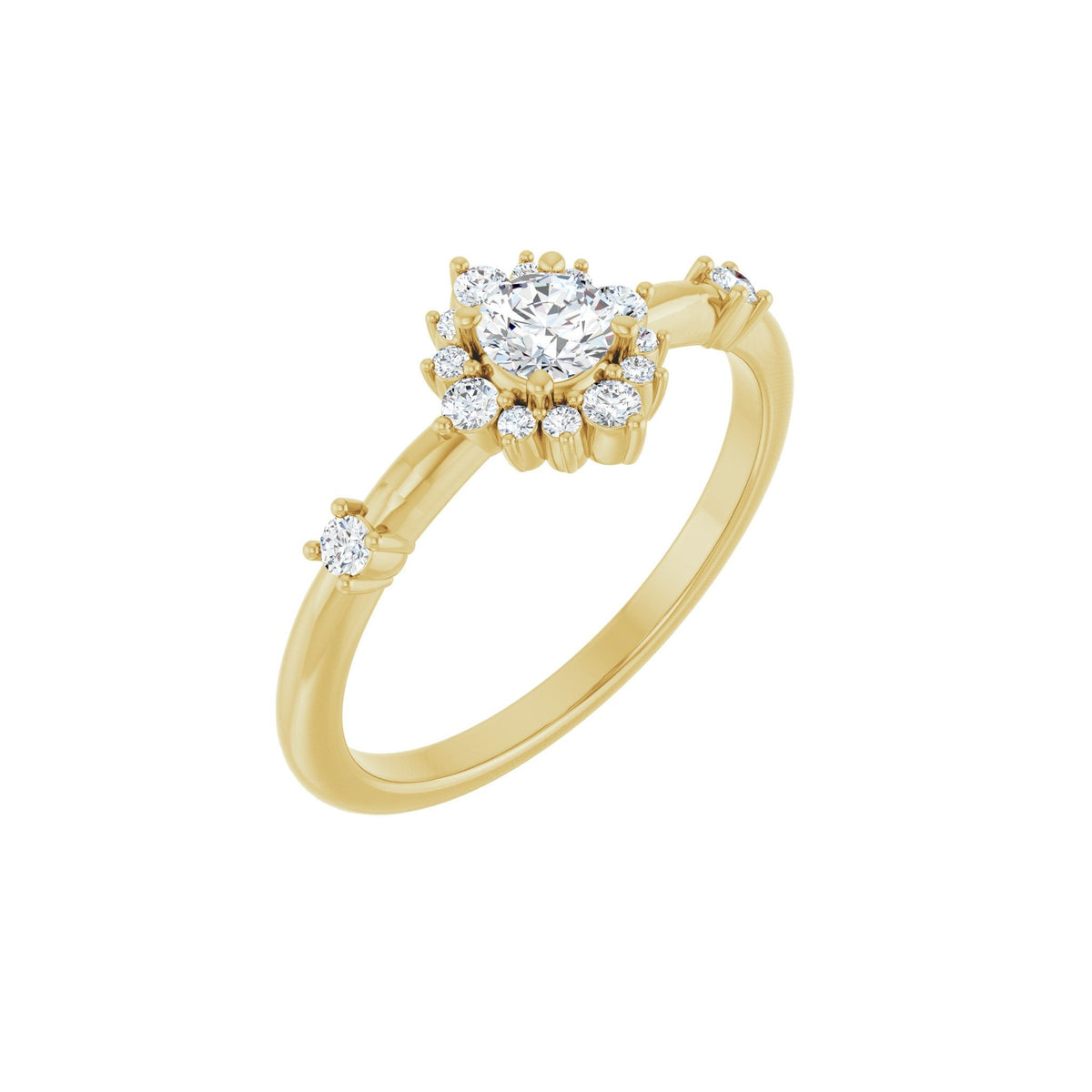 Diamond Halo-Style Ring in 14K Gold - 14K Yellow Gold