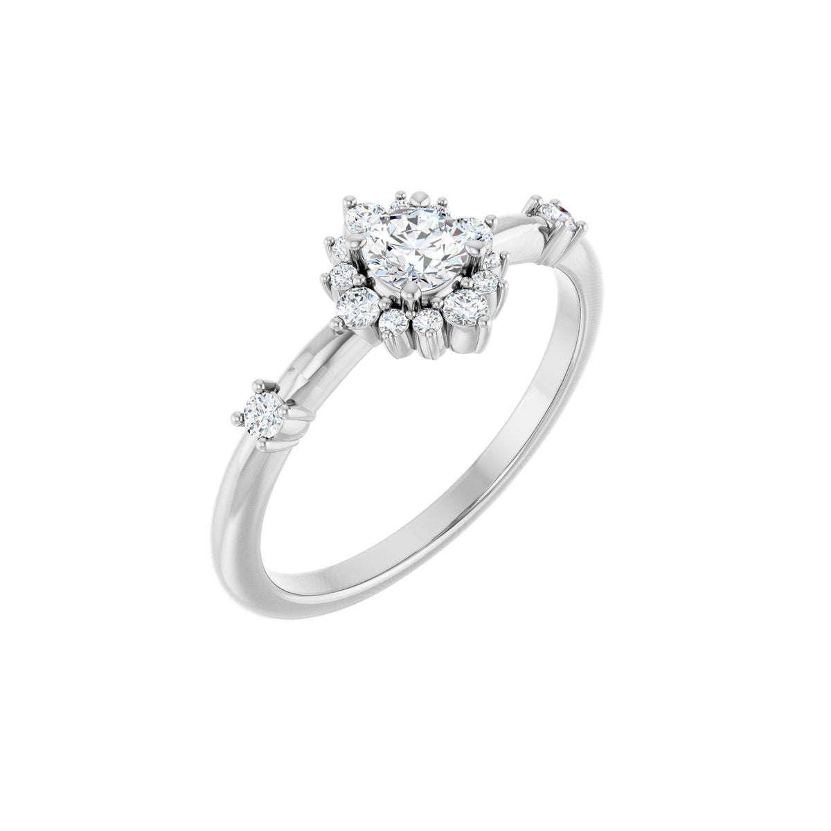 Diamond Halo-Style Ring in 14K Gold - 14K White Gold