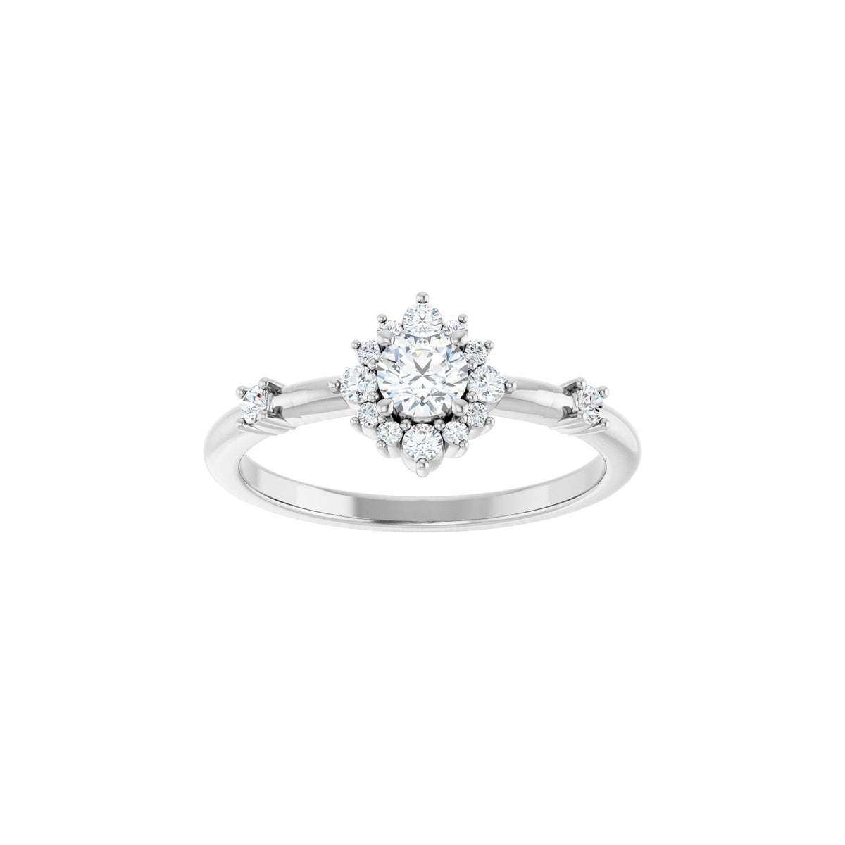 Diamond Halo-Style Ring in 14K Gold - 14K White Gold