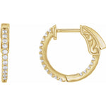 Diamond Inside-Outside Hoop Earrings in 14K Gold, Round Diamonds - 14K Yellow Gold